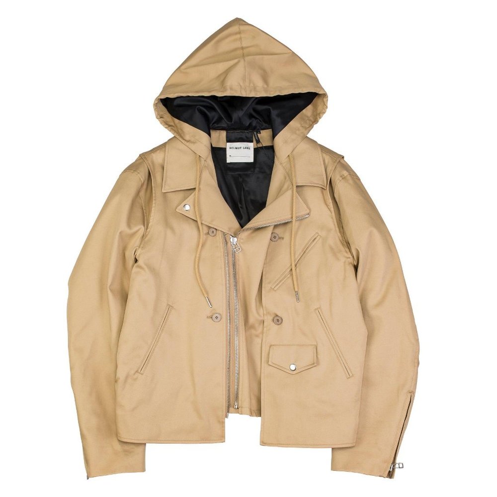 Helmut Lang buildout twill moto hooded jacket